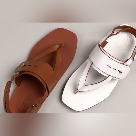 MERCEDES CASTILLO Shoes - Mercedes Castillo Women’s Cream ADRIA  Napa Thong  LEATHER FLAT SANDAL 8/38